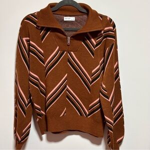 NWT-Nine West Brown and Pink Patterned Turtleneck Sweater